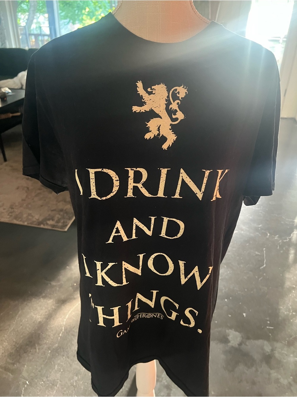 Black Graphic Short Sleeve Tee with Lion Crest